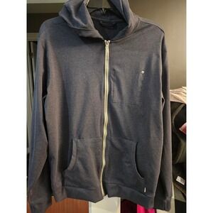 Vuori! Mens Athletic Full Zip Hoodie Navy  Heather Performance Sweatshirt XL-EUC